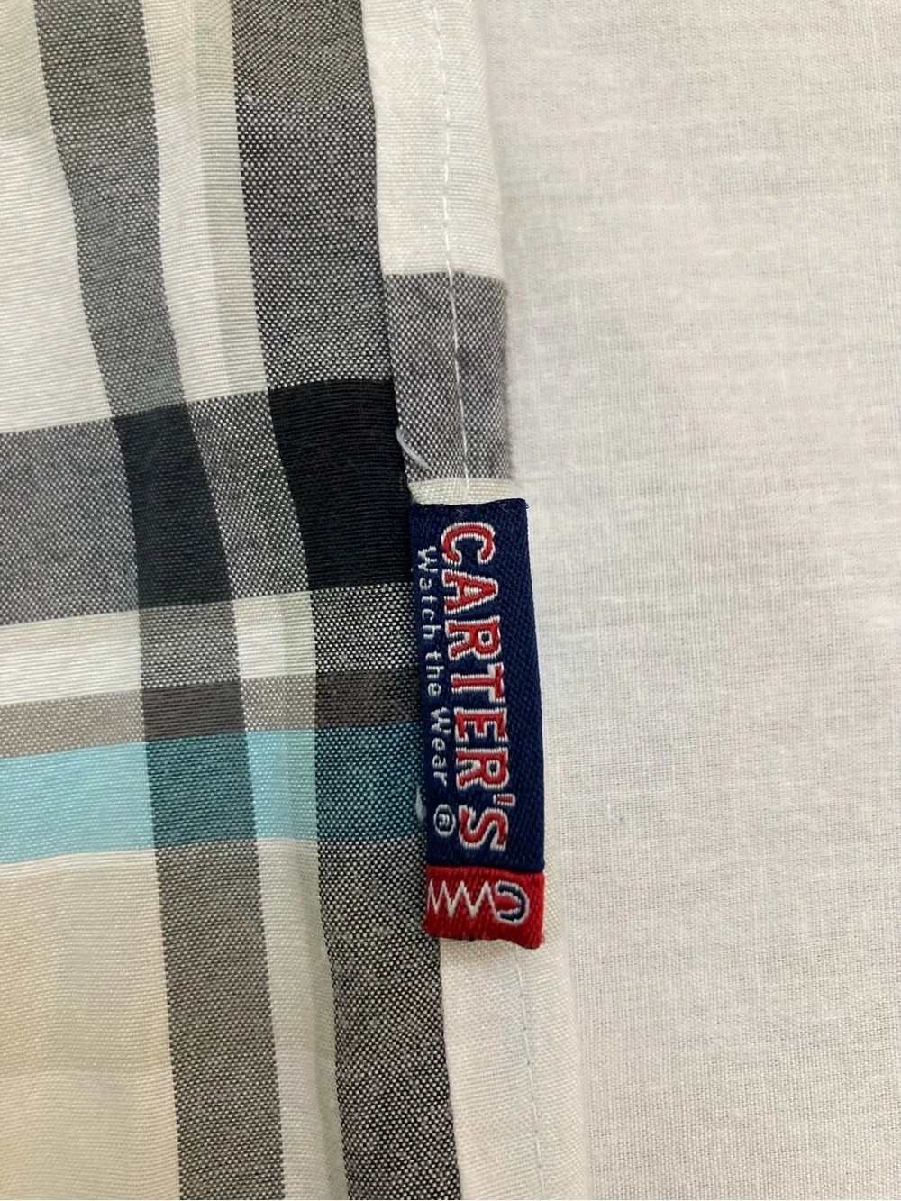 Carter's Plaid Western Shirt with pearl snaps Blue, Gray, White Med (5-6)